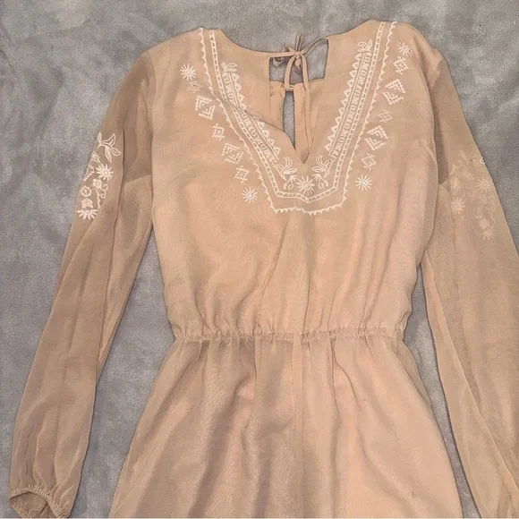 Forever 21 Tan Embroidered Flowy Romper - Picture 4 of 9